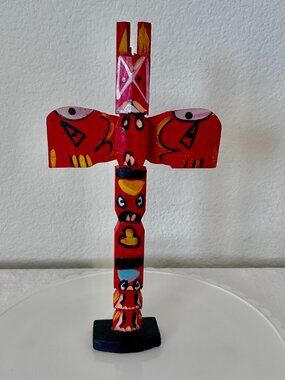 Wooden Hand-Painted Souvenir Totem Pole